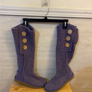 UGG Australia Classic Cardy Purple Knit Button Detail  Boots
